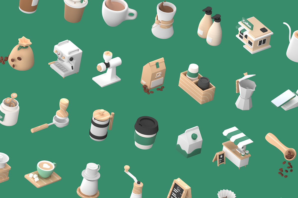 Coffee Business 3D icon set, an Object 3D Model by Nate Studios (Photo 6 of 6)