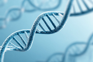 Close up of a blue DNA double helix, a Health & Medical Photo by MistyDay