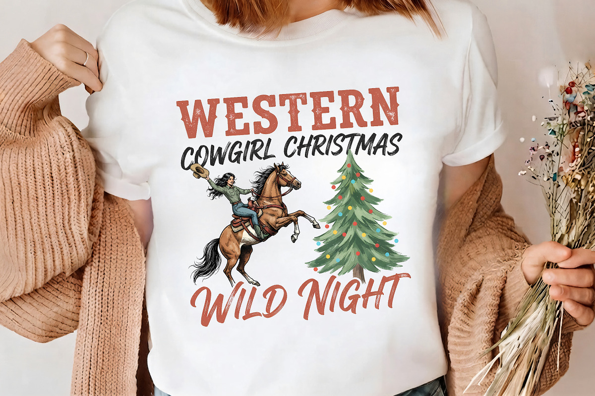 Western Cowgirl Christmas Horse PNG, a Seasonal Illustration by CrexoraLab (Photo 4 of 4)