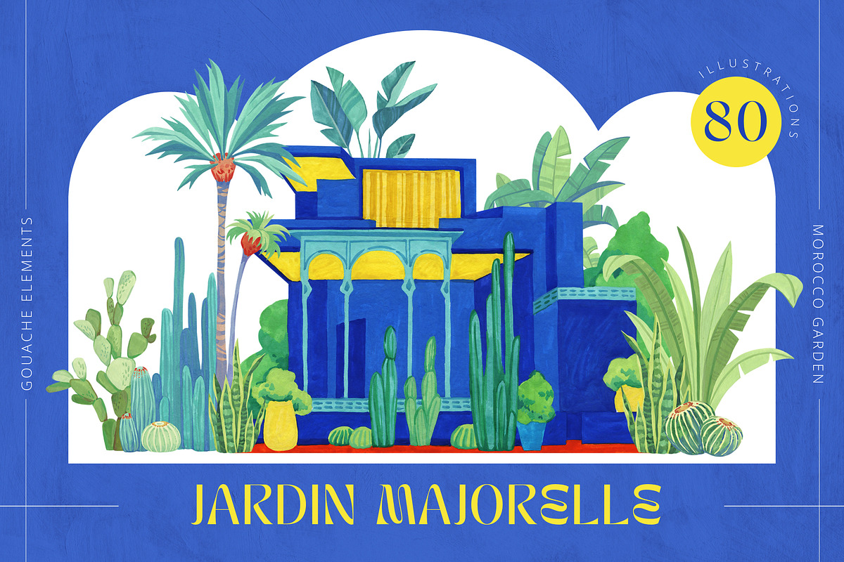 JARDIN MAJORELLE  Floral gouache set, a Decorative Illustration by Anastezia Luneva (Photo 1 of 8)