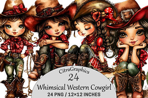 Whimsical Western Cowgirl Clipart, a Seasonal Illustration by CitraGraphics