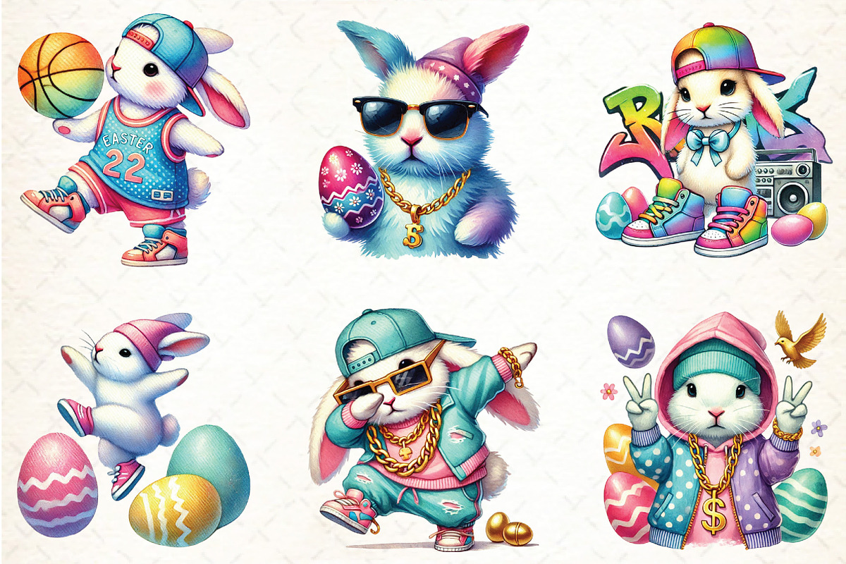Easter hip hop Bunny Sublimation, an Illustration by DreamCafeArt (Photo 3 of 5)