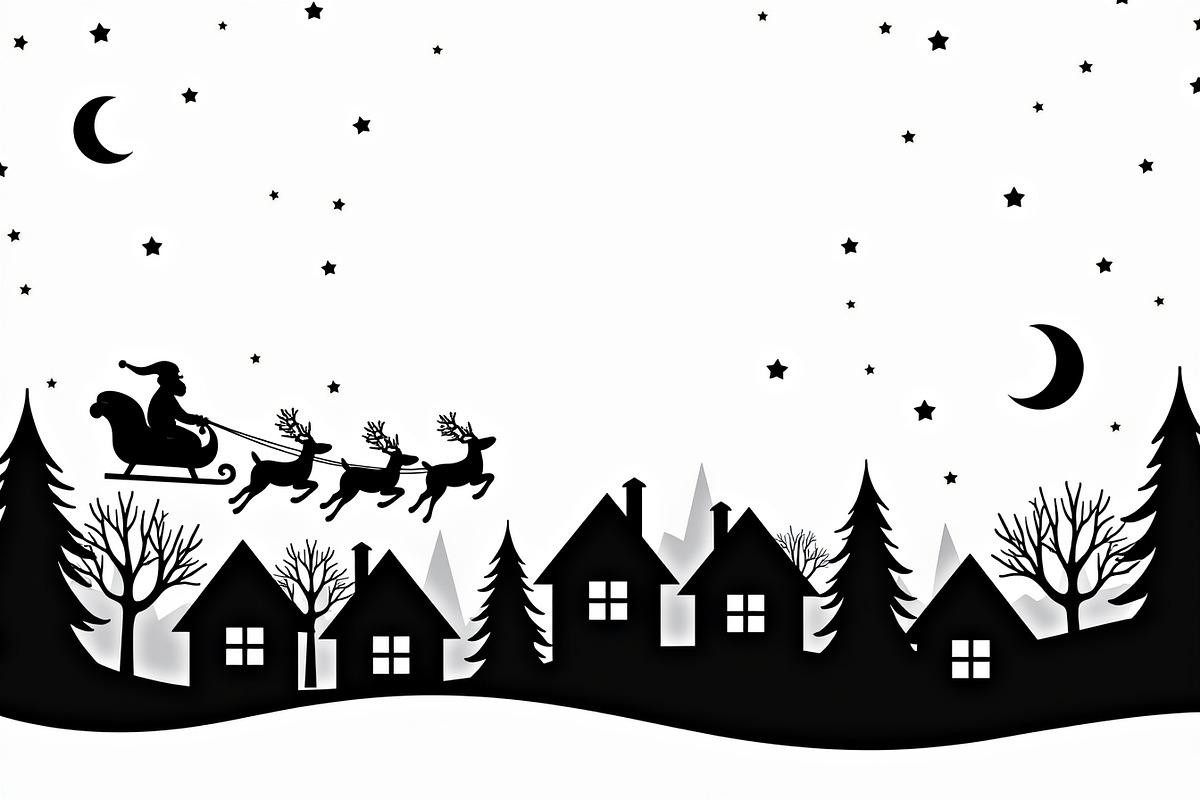 Xmas Reindeer Scene Silhouettes, an Illustration by musafir_fashion (Photo 14 of 21)