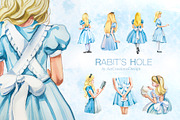 Watercolor Rabit's Hole Clipart Set, a Person Illustration by ArtCreationsDesign (Thumbnail 11 of 14)