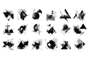 Grunge geometric designs set. Halfto, a Texture Illustration by Ksania