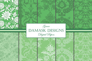 Green Damask Pattern Backgrounds