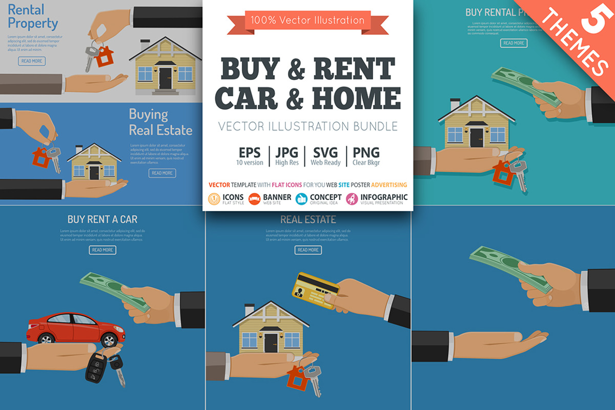 Buy and Rent Real Estate and Car, a Finance Illustration by TAlex (Photo 1 of 7)