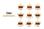 Cute Kawaii Cake Characters Set, a Decorative Illustration by Idressart (Thumbnail 1 of 3)