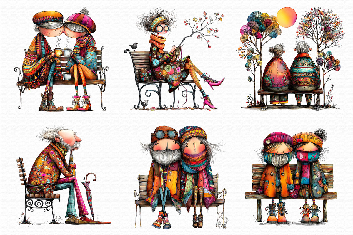 Old People on a Bench PNG, an Illustration by Libby Wishes (Photo 3 of 6)