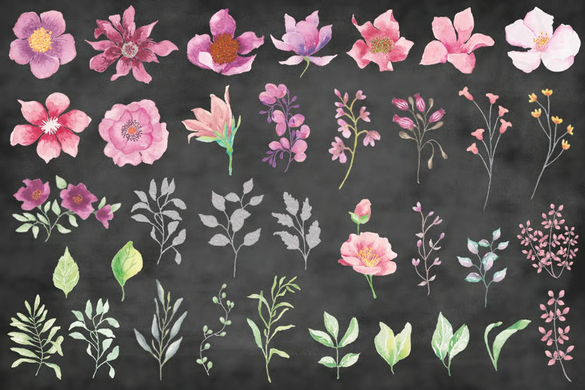 Gorgeous pinks watercolor design set, a Work Illustration by fashionaddict (Photo 8 of 11)