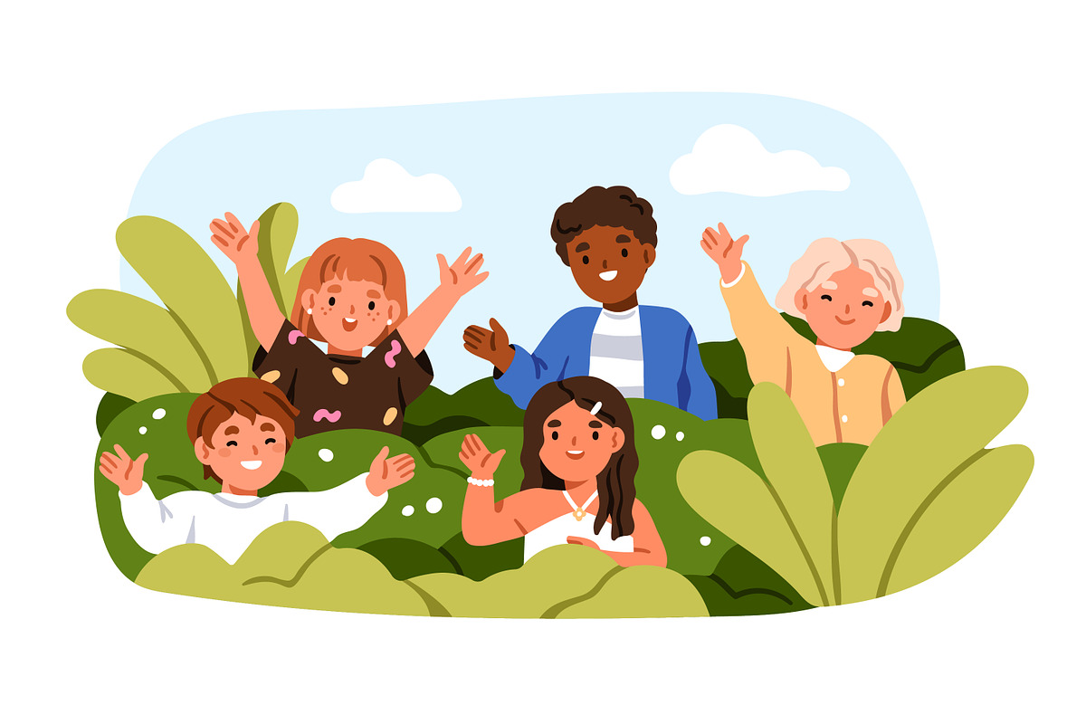 Children play hide and seek game set, a Person Illustration by Good Studio (Photo 2 of 5)