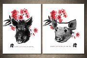 Pigs Sumi-e, an Animal Illustration by StabuLaRasa illustration (Thumbnail 10 of 17)