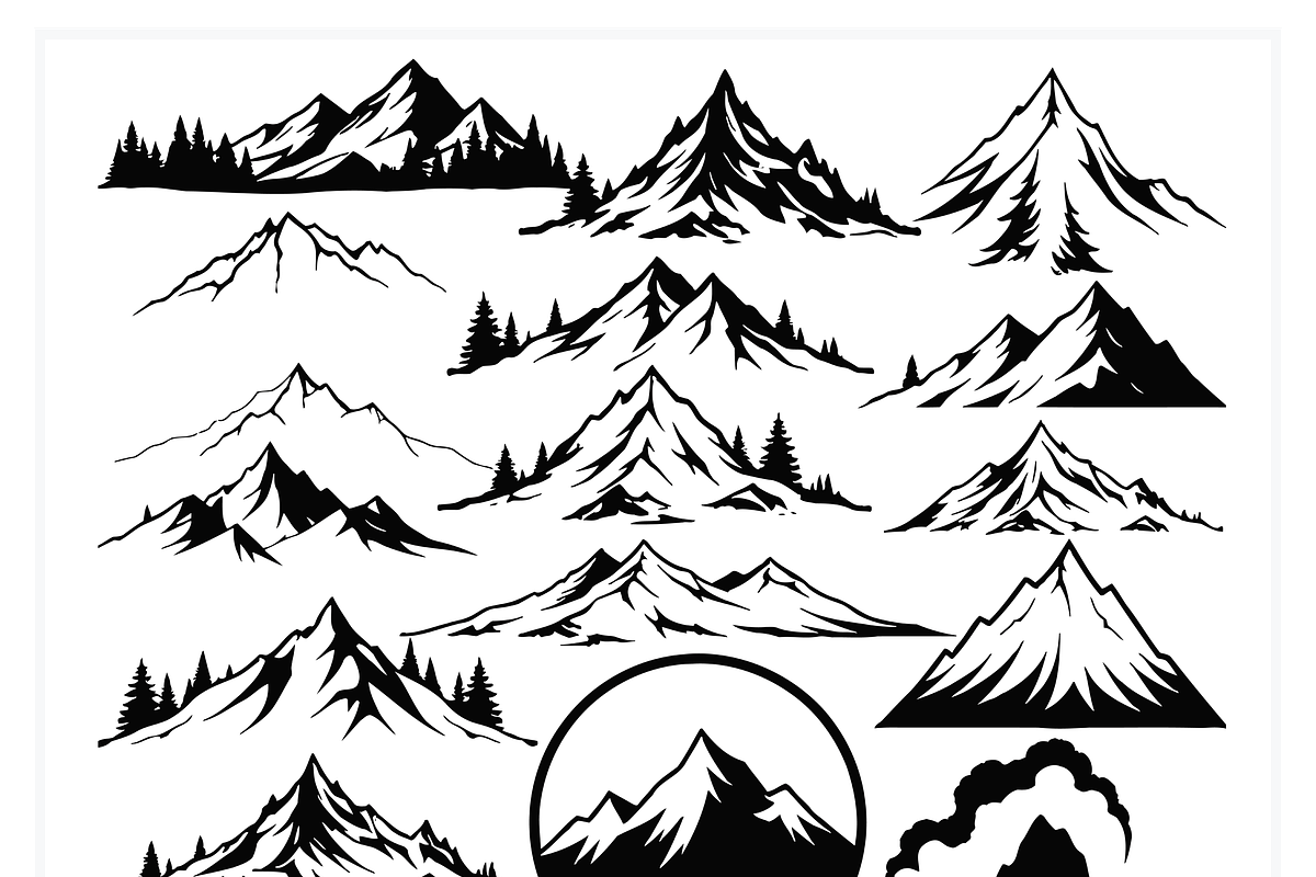Stylized Mountain Illustrations, a Texture Illustration by CarWrap design (Photo 2 of 3)