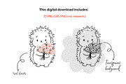 Valentine Animals Clipart Line Art, an Animal Illustration by ArtGiftsStudio (Thumbnail 5 of 5)