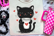 Cat Silhouette Love Coffee Clipart, an Illustration by CreationArt (Thumbnail 4 of 9)