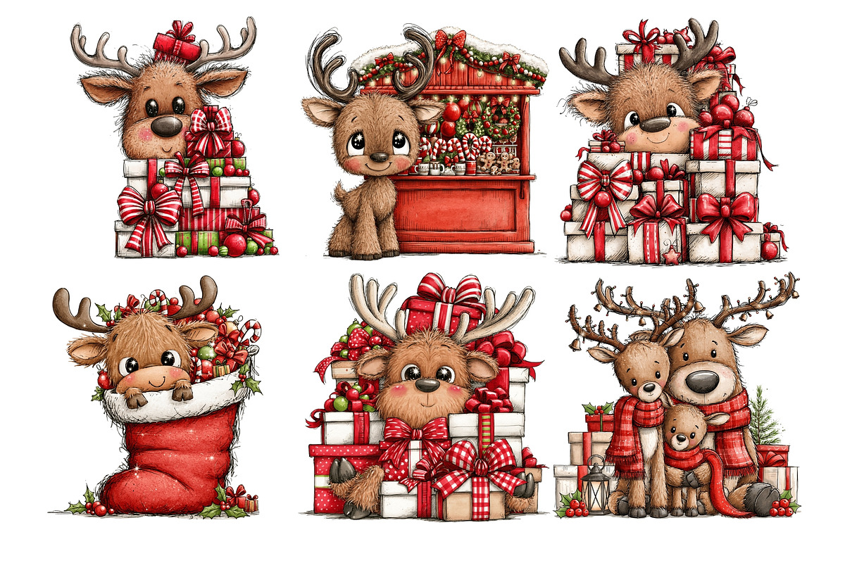 Whimsical Christmas Reindeer PNG, a Seasonal Illustration by Nicolle's Colorful Art (Photo 6 of 6)