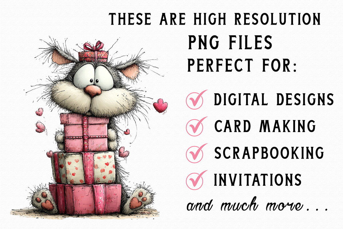 Whimsical Valentine Cat Clipart, an Illustration by Libby Wishes (Photo 4 of 6)
