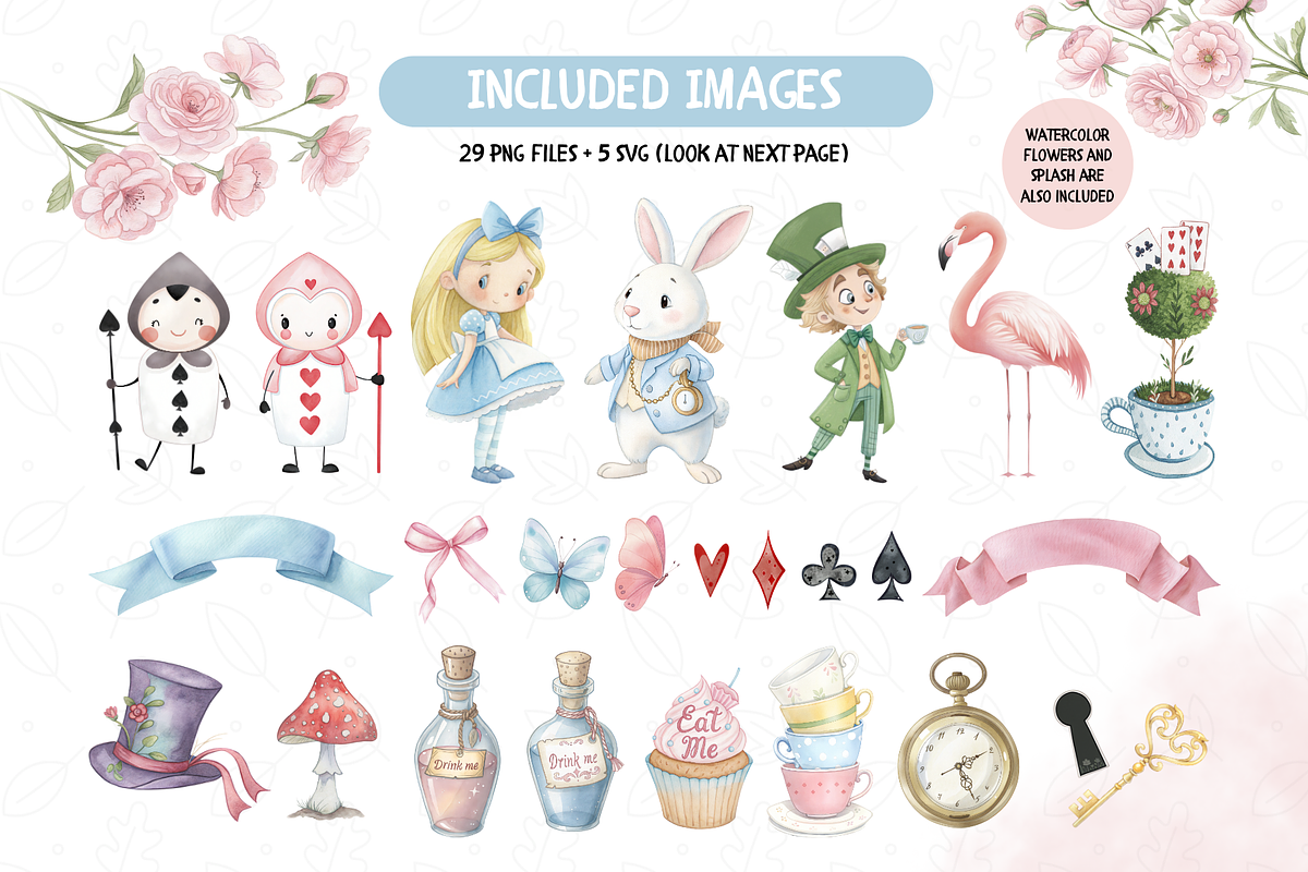 Alice In Wonderland Clipart, an Illustration by TatiMockup (Photo 2 of 5)