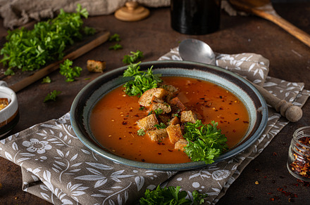 Original goulash soup with bread, a Food & Drink Photo by Stepanek Photography