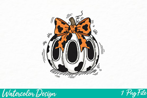 Coquette Cow Print Pumpkin, an Illustration by Watercolor design