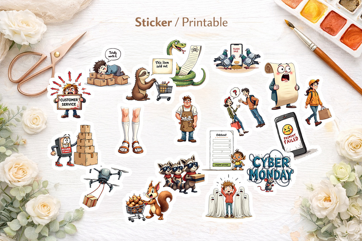 Sarcastic Cyber Monday Clipart 2, an Illustration by Artnoy (Photo 5 of 8)