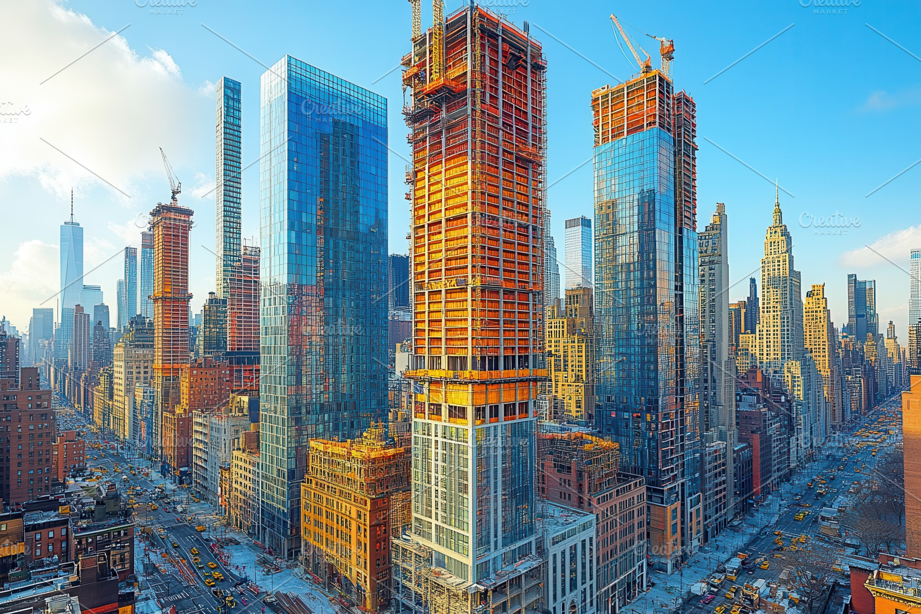 Construction of modern skyscrapers i, a Photo by Tanuart