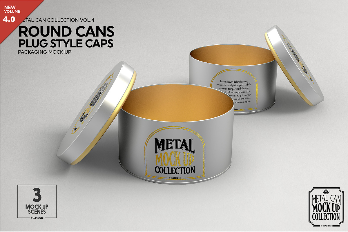 Round Cans Plug Metal Cap Mockup, a Cups & Container Mockup by INCDesign (Photo 1 of 11)
