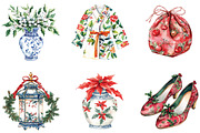 Chinoiserie Christmas Clipart, an Illustration by CraftArtStudio (Thumbnail 3 of 6)