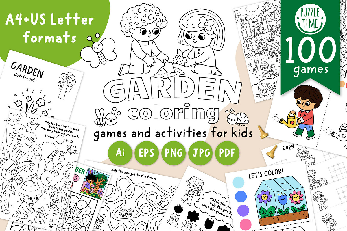 Garden coloring games and activities, an Education Illustration by Lexi Claus (Photo 1 of 16)