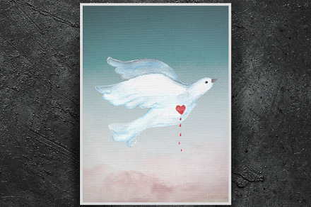 Peace Dove with blooding heart