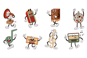 Retro characters music. Groovy style, an Illustration by Valerie Bodnar
