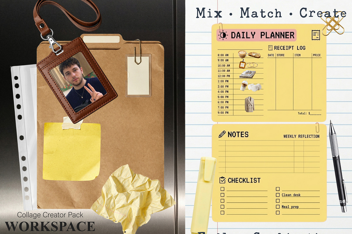 Workspace Collage Creator Kit 250PNG, an Object Graphic by DreamoraArt (Photo 8 of 8)