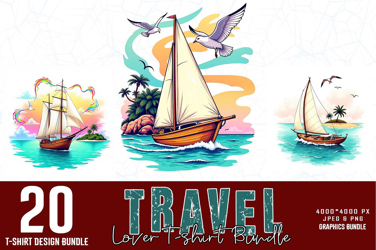 Cute Travel T-shirt Design Bundle, an Object Graphic by Sofia's Fashion (Photo 1 of 3)