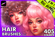 Procreate Hair braids face brushes, a Brush Add-On by AppleinaJuice (Thumbnail 1 of 11)