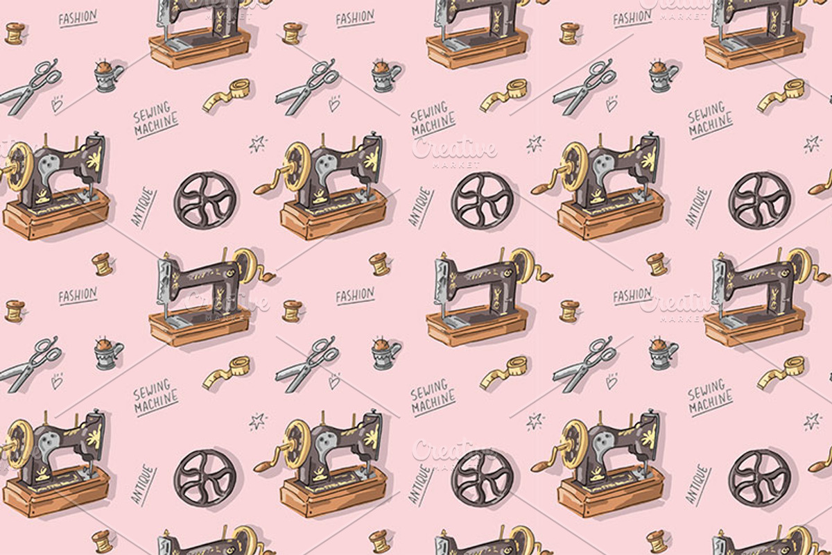 Pattern and set Vintage machine, a Pattern Graphic by Melniklenart (Photo 3 of 4)