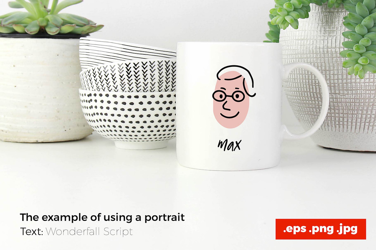 Doodle Portraits Icon Set, an Outline Icon by Sopelkin (Photo 5 of 5)