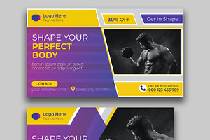 Fitness gym youtube video thumbnail, a Social Media Template by mh_arif
