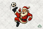 Santa Playing Soccer Funny Christmas, an Illustration by Craft Nest (Thumbnail 1 of 6)