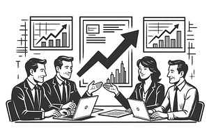 Business Team Meeting With Growth, a Person Illustration by AlexArt