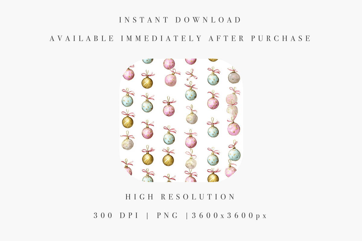 Pastel Christmas Bauble Seamless Pat, a Pattern Graphic by Pati Charm Studio (Photo 2 of 7)