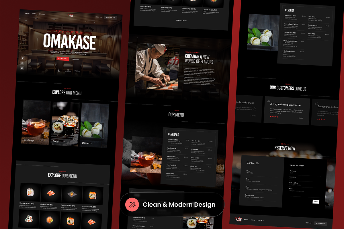Japanese Restaurant Landing Page, a Landing Page Template by SLAB! Design (Photo 3 of 3)