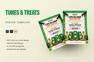 Tunes & Treats - Poster Template, a Poster Template by StreaksideStd
