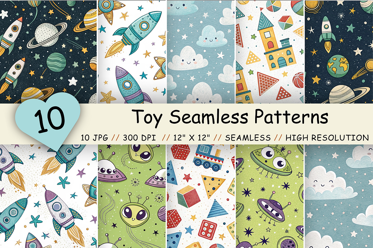 Toy Seamless Pattern Scrapbook Paper, a Pattern Graphic by FloridPrintables (Photo 1 of 10)