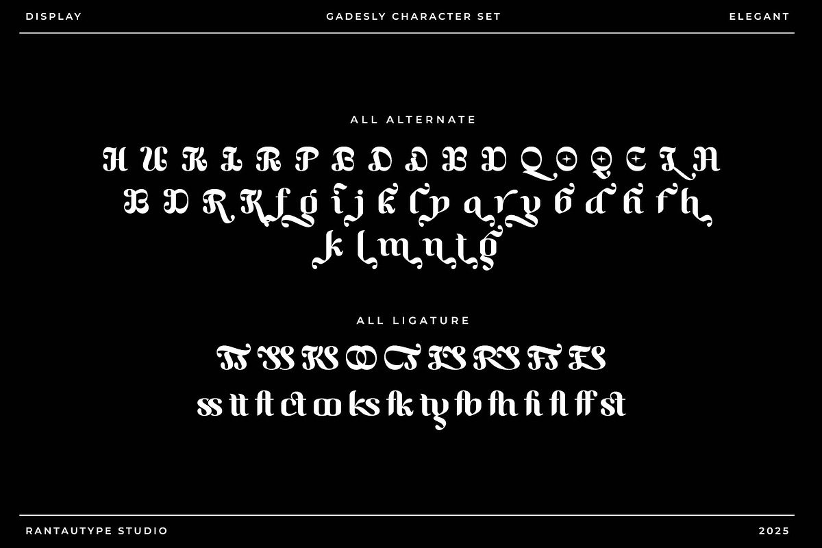 Gadesly Elegant Display Font, a Blackletter Font by RantautypeStudio (Photo 12 of 13)