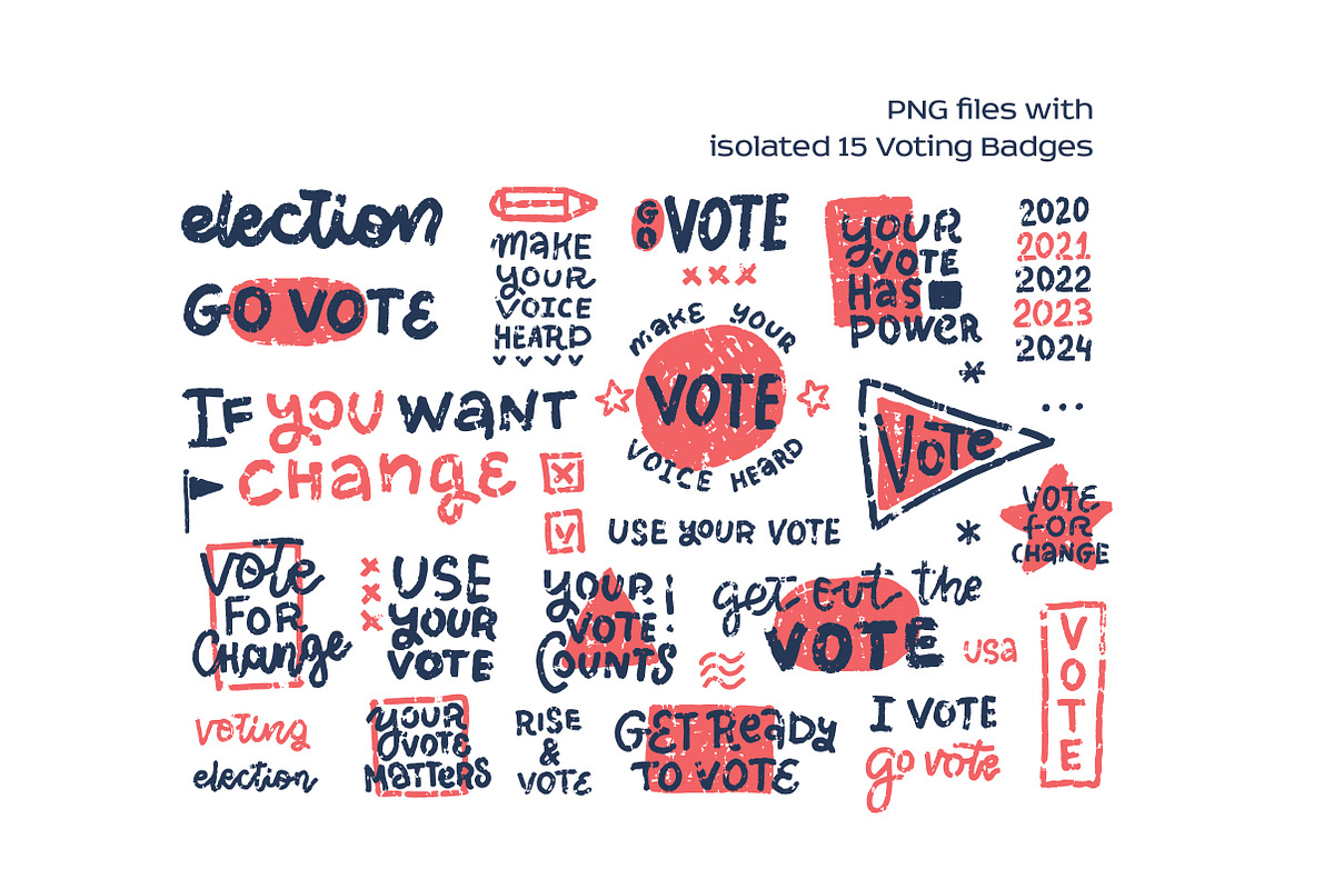 GO VOTE - vector stamp badges set, a Texture Illustration by Lana Sham