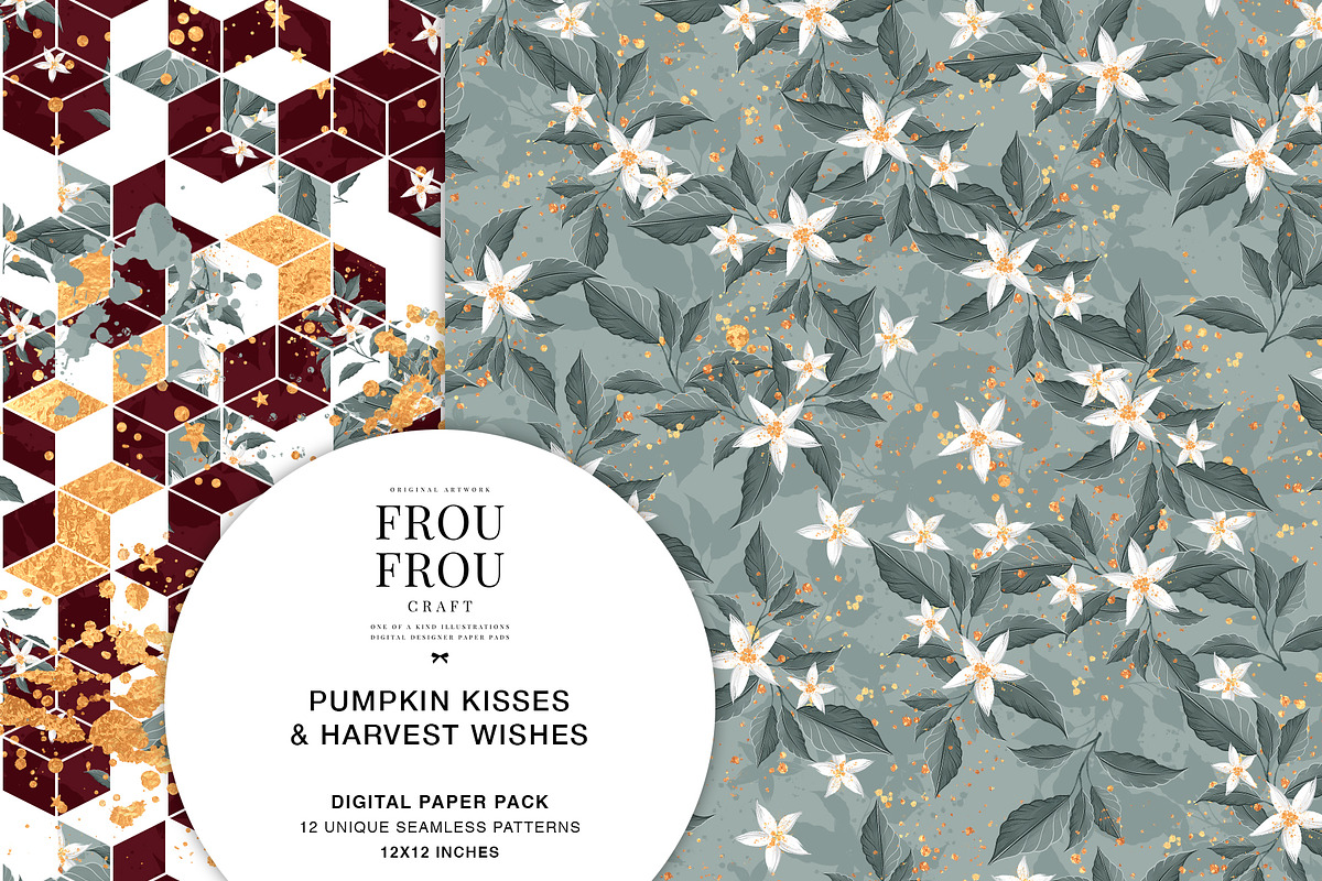 Autumn Fall Burgundy Paper Pack, a Pattern Graphic by Frou Fou Craft (Photo 7 of 7)
