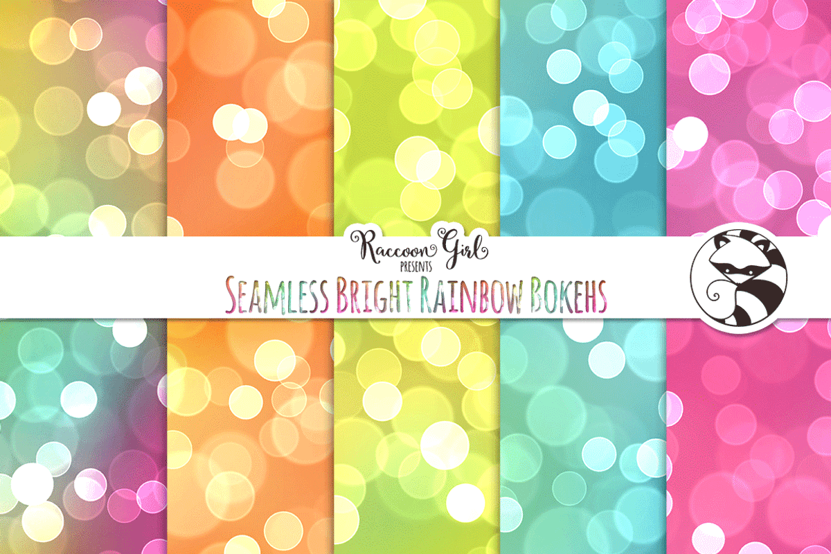 Seamless Bright Rainbow Bokehs preview 2