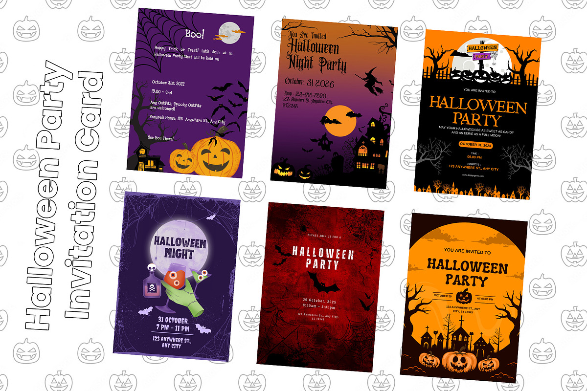 Halloween Party Invitation Card Pack, an Invitation Template by DesignGenix (Photo 2 of 3)