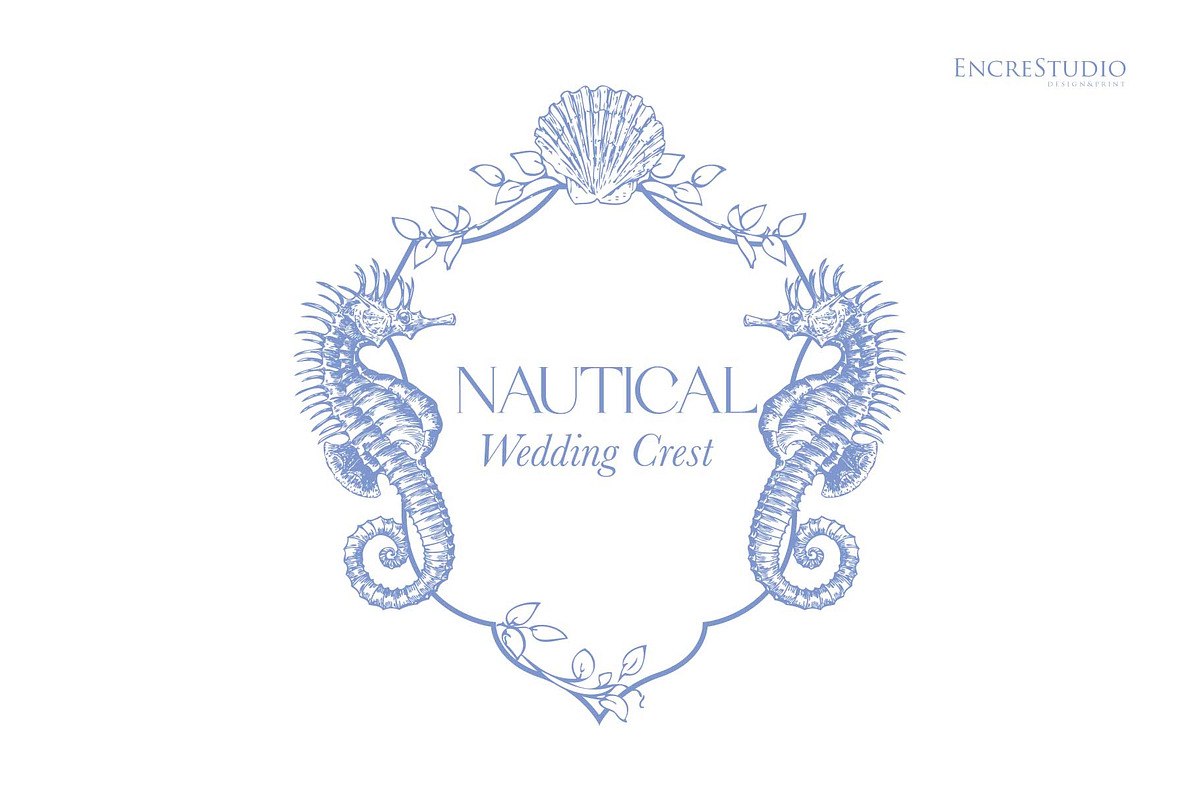 Wedding Crest with Seahorses, an Object Graphic by Encre Studio (Photo 1 of 5)