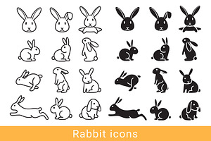 Set Of Rabbit Bunny Icons